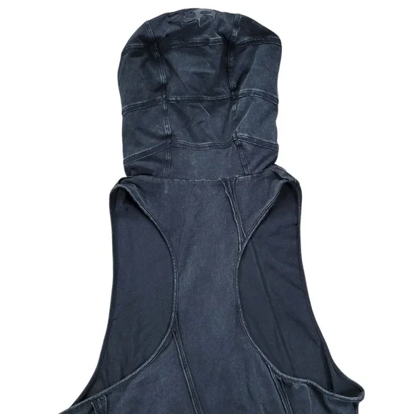 Darker Wavs Sleeveless Hoodie Womens L Black Asymmetrical Distressed Goth Grunge - Picture 7 of 11